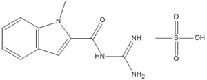 Molecular Structure of 178052-68-1 (1H-Indole-2-carboxamide, N-(aminoiminomethyl)-1-methyl-,monomethanesulfonate)